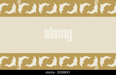 Minimal background with wavy pattern and dolphin silhouettes. Vector illustration Stock Vector