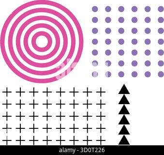 Modern Abstract Geometric Elements Set with Circles Crosses and Triangles Stock Vector