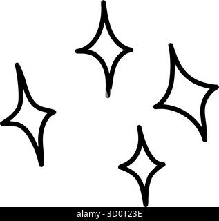 Hand Drawn Sparkle and Highlighting Star Vector Doodles Set Stock Vector