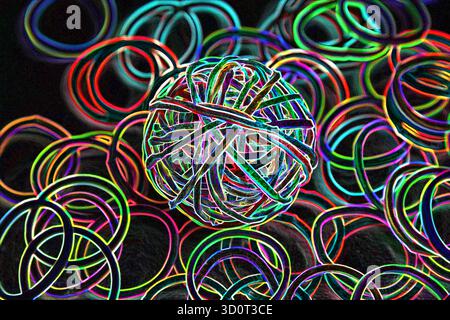 Elastic band sphere with color effects Stock Photo