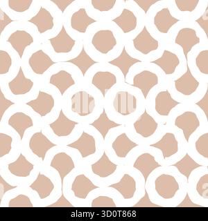 Brown and white retro geometric seamless vector pattern minimal posters with 20s geometric design Stock Vector