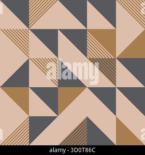 Retro style diagonal stripes and angular shapes. quilt blocks design, seamless repeating vector pattern Stock Vector
