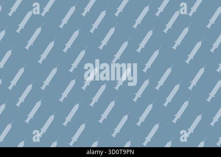 Medical seamless pattern with syringes. A blue medical background. Stock Vector