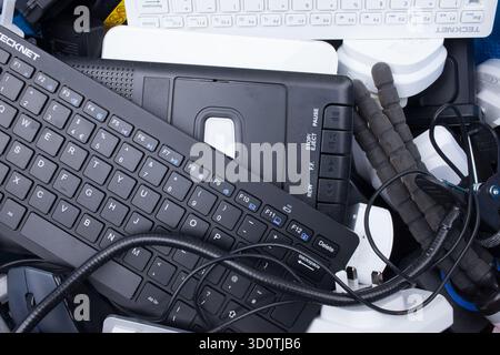 Pile of electronic waste for recycling. UK. 2025 Stock Photo