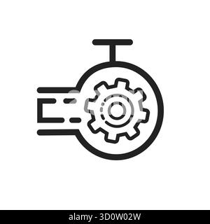 Gear and wrench, settings icon. Vector illustration, flat design. Stock Vector