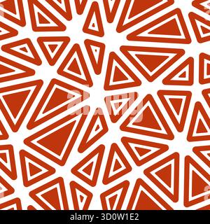 Vector seamless pattern. Rounded solid shapes in frames. Big triangles size. Solid Color style. Repeatable pattern. Trending vector tiles. Stock Vector