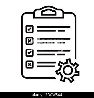 Clipboard with checklist icon in flat style. Planning and organization of work vector illustration on isolated background. Document sign business conc Stock Vector