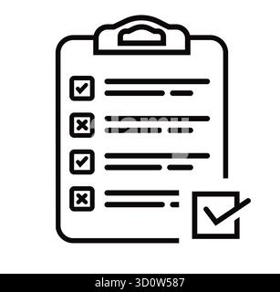 Clipboard with checklist icon in flat style. Planning and organization of work vector illustration on isolated background. Document sign business conc Stock Vector