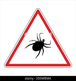 Warning sign indicating tick danger and potential health risks. Stock Vector