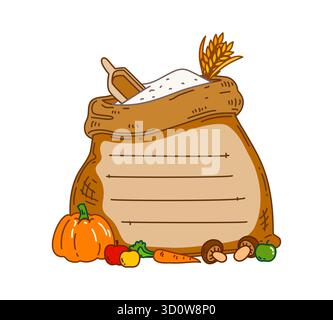 Kids memo note sticker frame, Thanksgiving harvest Stock Vector