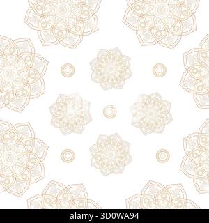 A seamless vector pattern with a golden mandala. Perfect for dark and light backgrounds. Stock Photo