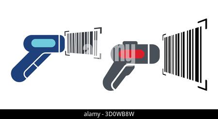 Barcode reader scanning a UPC code, retail and logistics technology concept. Stock Vector