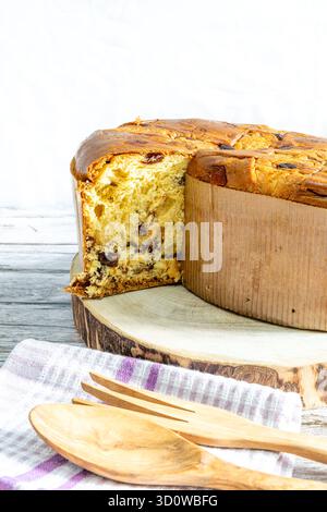 panettone, italian Christmas dessert, in this case the classic fruit version Stock Photo