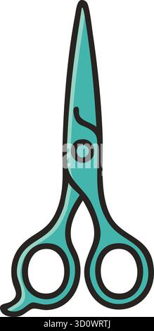 Long stainless scissors with curved finger rests for precise trimming of fur around ears paws and face Stock Vector