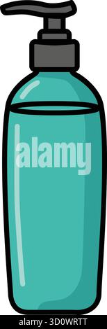 A slender translucent container with a pump nozzle used for conditioners mists or detangling sprays during grooming Stock Vector
