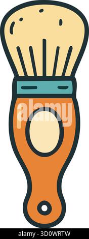 A vintage style brush with curved handle and soft bristles topped with a dollop of shaving cream Stock Vector