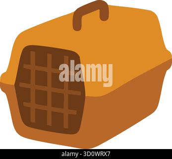 A portable crate with top handle and perforated front allows safe transport of cats or small dogs Stock Vector