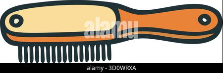 A small straight comb with tight metal teeth and a riveted wooden handle for precision grooming near eyes and muzzle Stock Vector