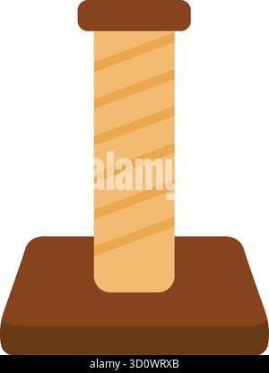 A vertical sisal wrapped post mounted on a square base offers a durable surface for cats to scratch and stretch Stock Vector
