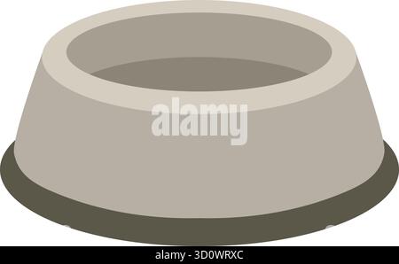 A neutral toned dish with a high rim and wide base designed to prevent spills while serving food or water Stock Vector