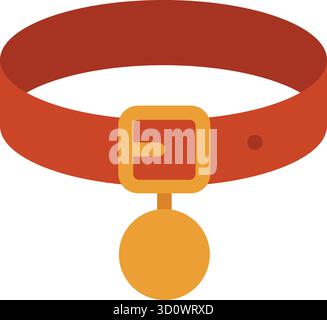 A sturdy collar in warm tones features a metal buckle and an attached identification tag for everyday wear Stock Vector