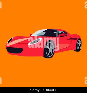 A sleek red sports car vector artwork, showcasing clean lines, bold colors, and modern automotive design aesthetics. Stock Vector