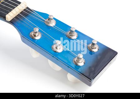 Acoustic guitar headstock isolated on white background Stock Photo