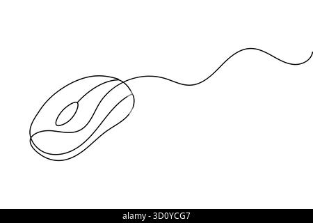 One line drawing of a computer mouse in minimal style clean isolated ...