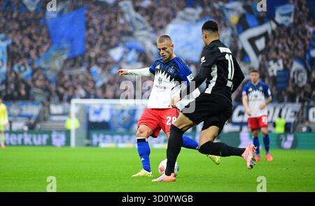 from left: Miro Muheim (HSV Hamburg), Andreas Cornelius, Albert Sambi ...