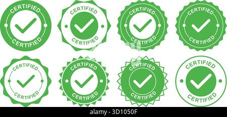 Certified Check Mark Badges and Official Approval Labels Stock Vector