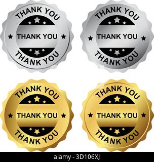Thank You Appreciation Badges and Gratitude Reward Labels Stock Vector
