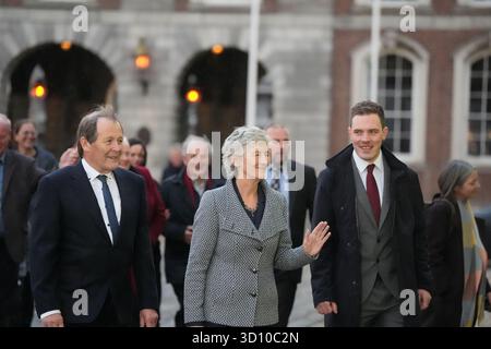 Independent candidate Catherine Connolly arriving at Dublin Castle for the count at Dublin Caste in Ireland's presidential election to replace Michael D Higgins, who has served the maximum two seven-year terms. Picture date: Saturday October 25, 2025. Stock Photo