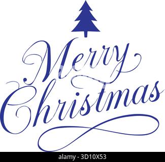 Merry Christmas background with blur bokeh light effect. Lettering Merry Christmas and Happy New Year Stock Vector