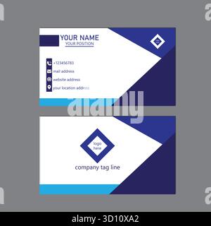 Business card design template, Clean professional business card template, visiting card, business card template. Stock Vector