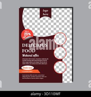 modern orange and black design template for poster flyer brochure cover. Graphic design layout with triangle graphic elements and space for photo back Stock Vector