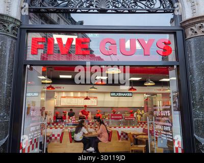 Five Guys burger restaurant, London, England, UK Stock Photo