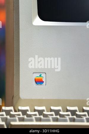 London, United Kingdom - August 13, 2022: Vintage Apple Macintosh computer displayed at the Science Museum in London Stock Photo