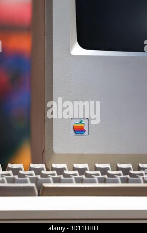 London, United Kingdom - August 13, 2022: Vintage Apple Macintosh computer displayed at the Science Museum in London Stock Photo