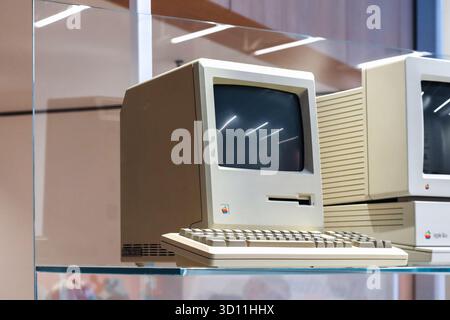 London, United Kingdom - August 13, 2022: Vintage Apple Macintosh computer displayed at the Science Museum in London Stock Photo