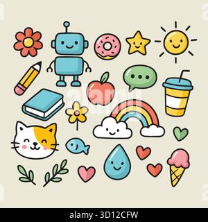 school doodle seamless Stock Vector