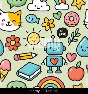 school doodle seamless Stock Vector