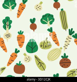 vegetables and fruits doodle seamless pattern Stock Vector