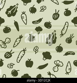 vegetables and fruits doodle seamless pattern Stock Vector