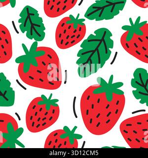vegetables and fruits doodle seamless pattern Stock Vector