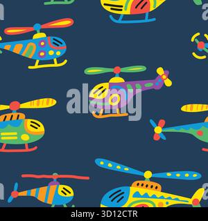 helicopter cartoon doodle seamless pattern Stock Vector