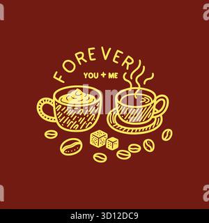 Coffee time break seamless pattern set Stock Vector
