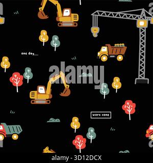 Construction Seamless Pattern Vector Set Stock Vector