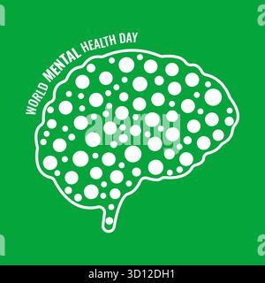 World mental health day poster with human brain mind stress illness awareness vector poster design Stock Vector