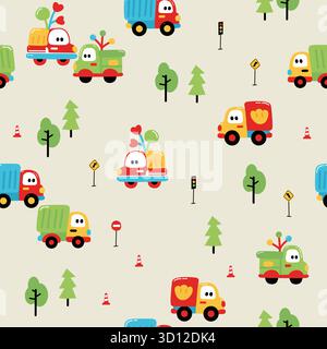 Car and Bus Design Pattern Set Stock Vector