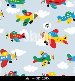cute airplane seamless pattern for kids product Stock Vector